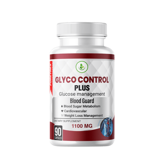 Glyco Control Plus Blood Glucose and Cardiovascular Support capsules - PURETREX Glyco Control Plus 1100mg bottle front view – 90 capsules for glucose management, metabolism, cardiovascular and weight balance.