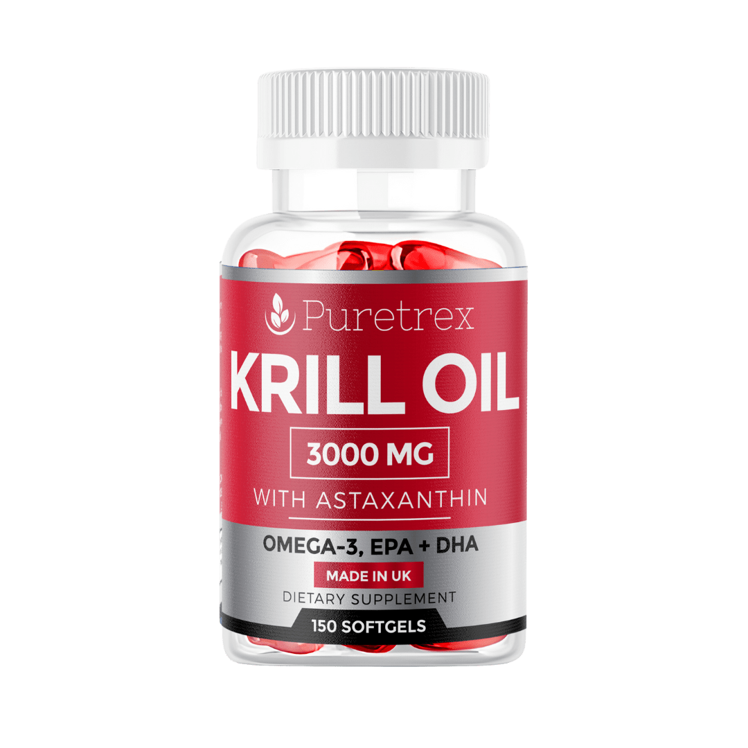 PURETREX Krill Oil 3000mg with Astaxanthin, Omega-3 EPA & DHA – premium joint, heart, 150 softgels.