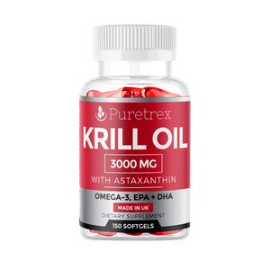 PURETREX Krill Oil 3000mg with Astaxanthin, Omega-3 EPA & DHA – premium joint, heart, and brain support, 150 softgels.