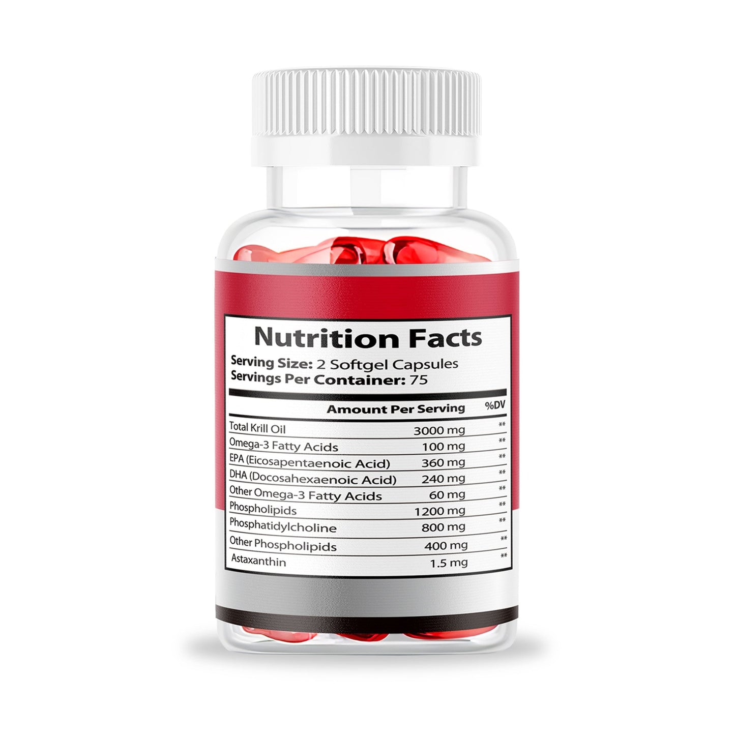 Back label of PURETREX Krill Oil 3000mg softgels with usage directions, ingredients, and daily dosage information.