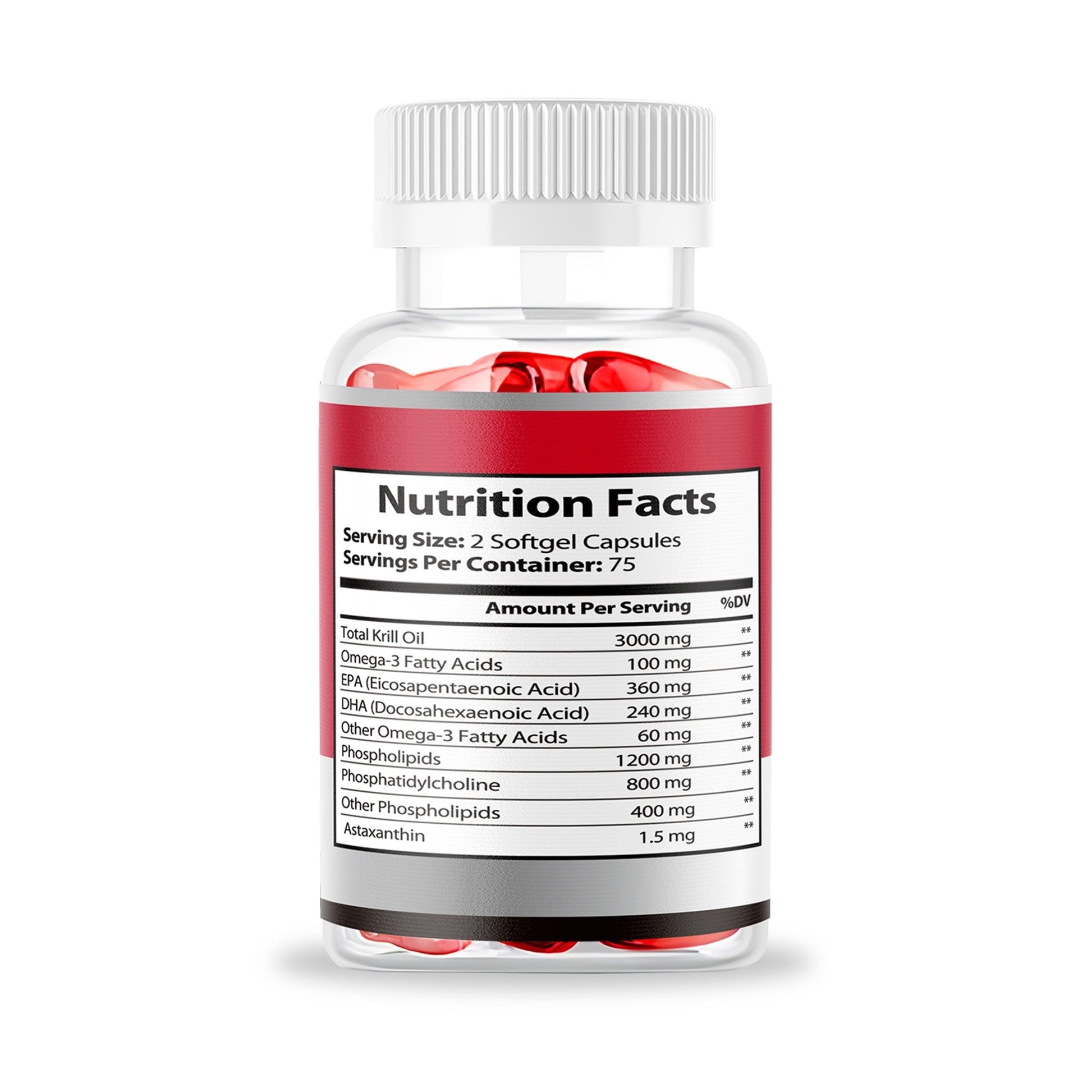 Back label of PURETREX Krill Oil 3000mg softgels with usage directions, ingredients, and daily dosage information.