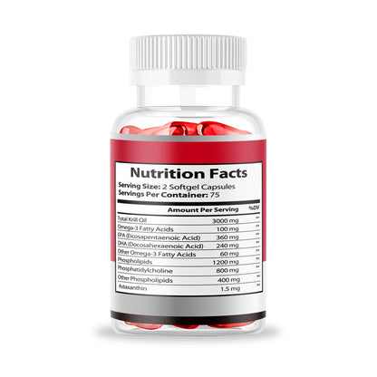Back label of PURETREX Krill Oil 3000mg softgels with usage directions, ingredients, and daily dosage information.