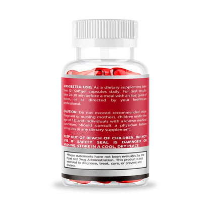 PURETREX Krill Oil bottle highlighting heart, brain, and joint health benefits of Omega-3 fatty acids. PURETREX Krill Oil 3000mg softgels – side bottle view showing nutrition details and premium Omega-3 supplement information.