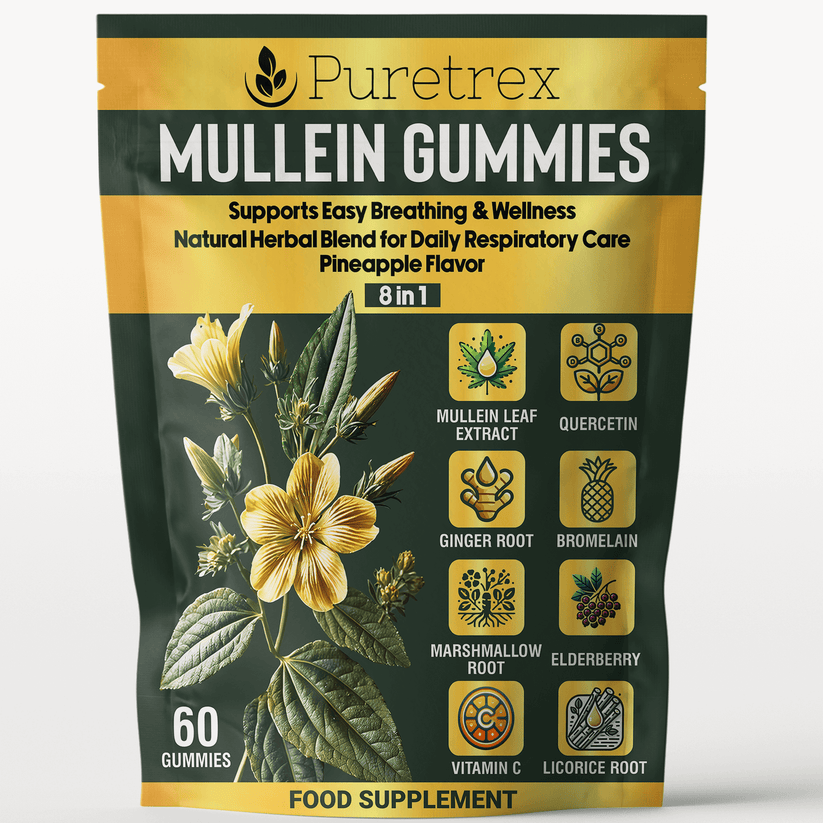 PURETREX 8-in-1 Mullein Gummies with quercetin, bromelain, elderberry, marshmallow root and vitamin C