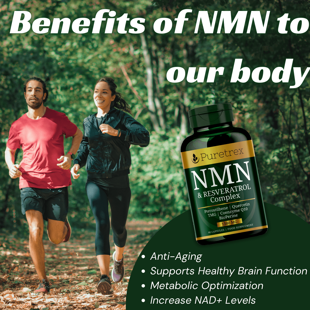PURETREX NMN & Resveratrol Complex benefits – supports energy, brain function, metabolism, and healthy aging.