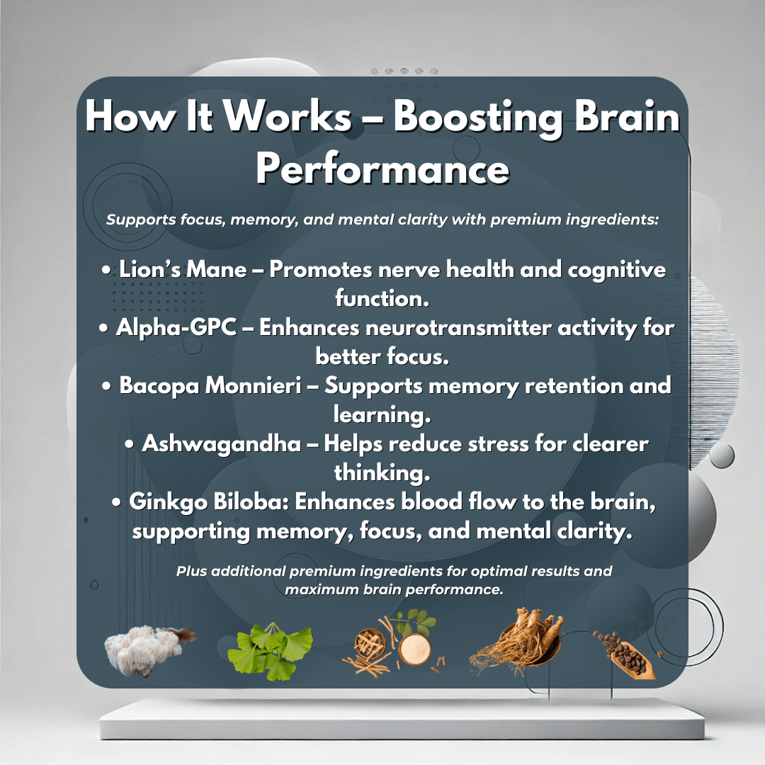 How PURETREX Neuro Boost works – boosting brain performance with adaptogens and herbal extracts for memory, clarity, and focus.