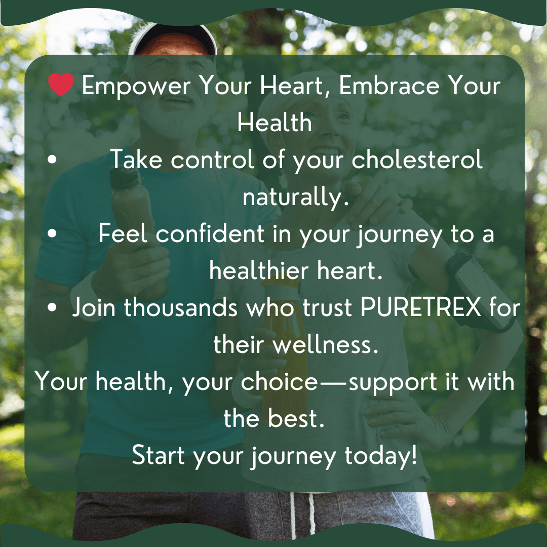 Lifestyle message highlighting Puretrex Plant Sterols – support for heart health, confidence, and daily wellness.