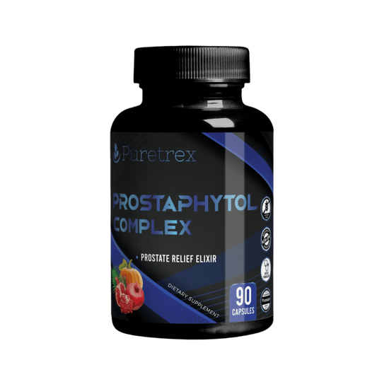 PURETREX Prostaphylot Complex prostate support supplement, 90 capsules, advanced natural formula with saw palmetto, beta-sitosterol, and herbal extracts.