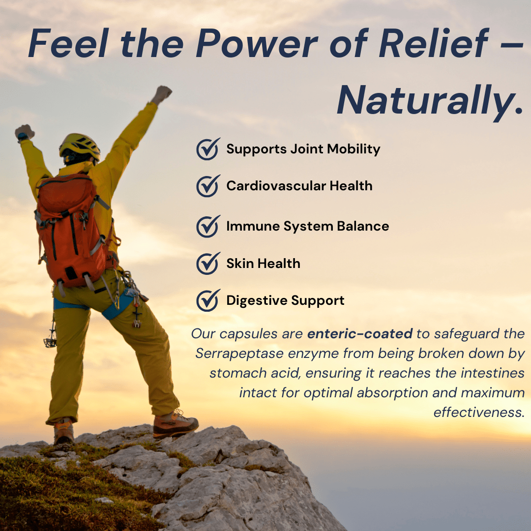 Puretrex Serrapeptase Ultra 300K – supports joint mobility, cardiovascular health, immune system balance, sinus health, digestive support.