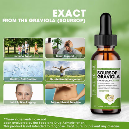 Lifestyle images showing Puretrex Soursop Graviola Liquid Drops for daily wellness, energy, and natural herbal support.