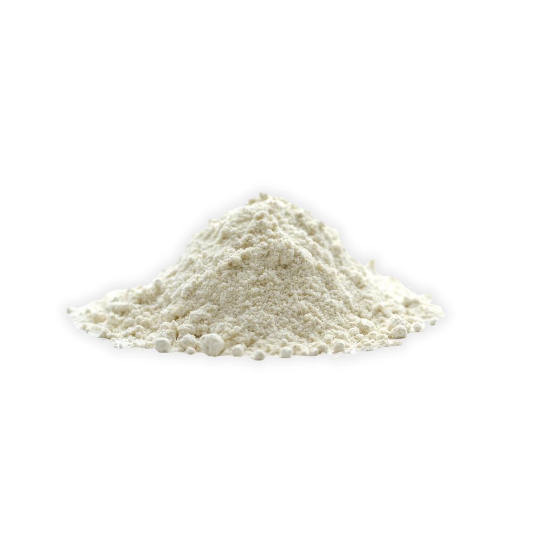 Pile of Quercetin white powder on a white background