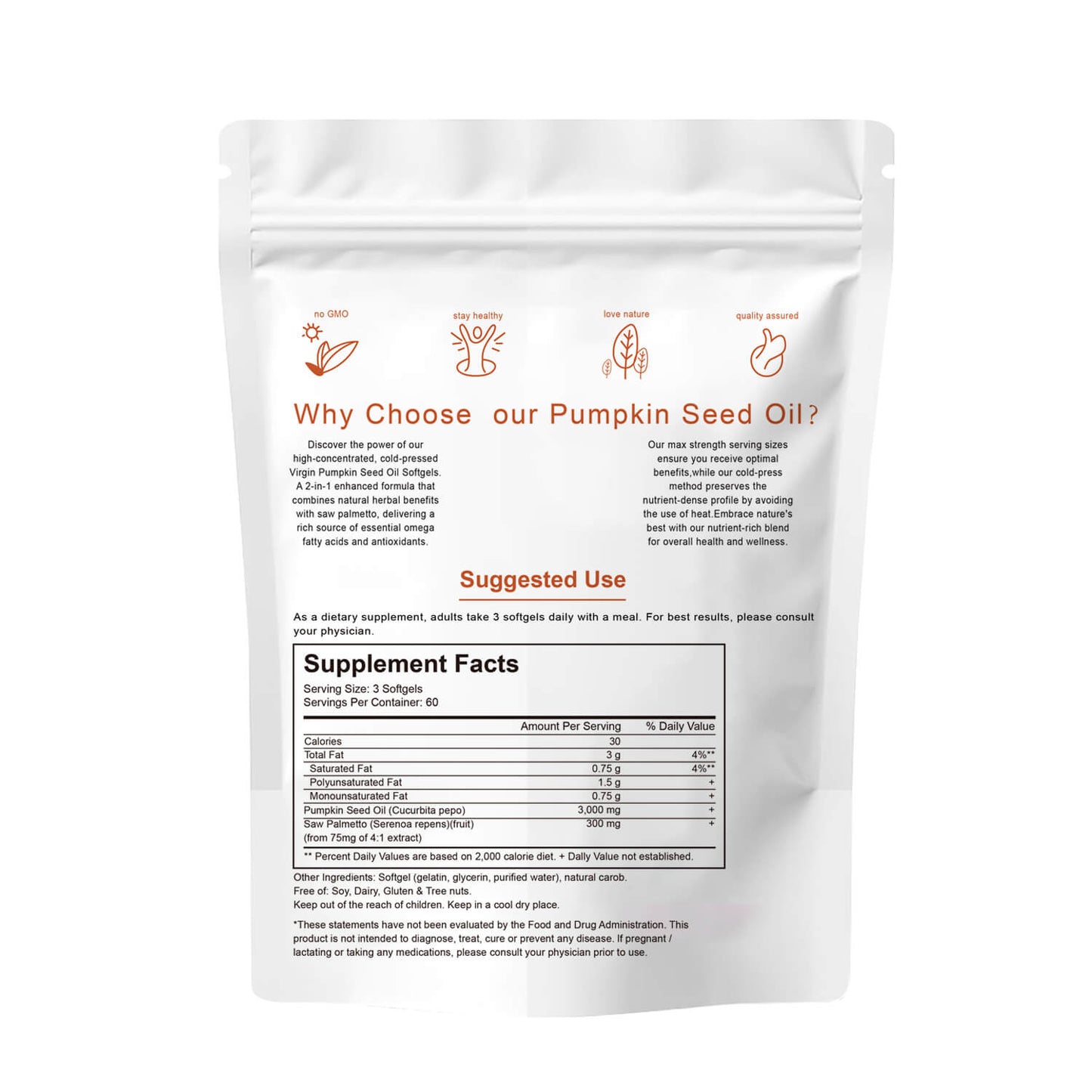 Cold Pressed Pumpkin Seed Oil & Saw Palmetto Softgels
