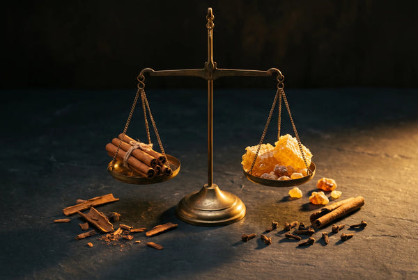 Brass balance scale with cinnamon sticks — normal blood glucose levels with PURETREX GLP-1 supplement