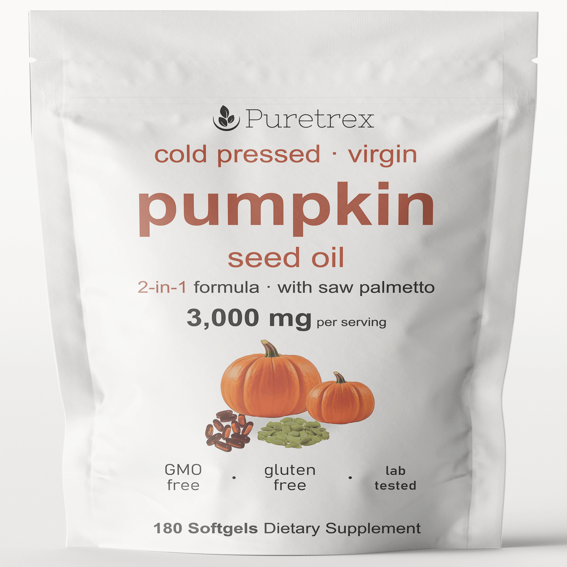 Cold Pressed Pumpkin Seed Oil & Saw Palmetto Softgels - softgels pouch by PURETREX