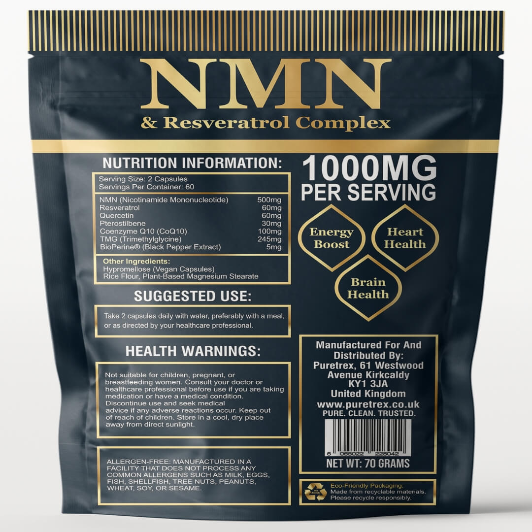 NMN & Resveratrol 7-in-1 Complex: Advanced Supplement 120 Capsules