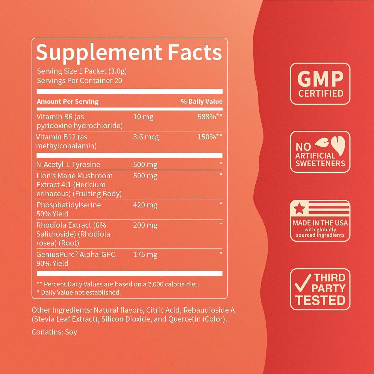 SuperFocus Focus Drink Mix with Caffeine – Fruit Punch Flavor (20 Packets)