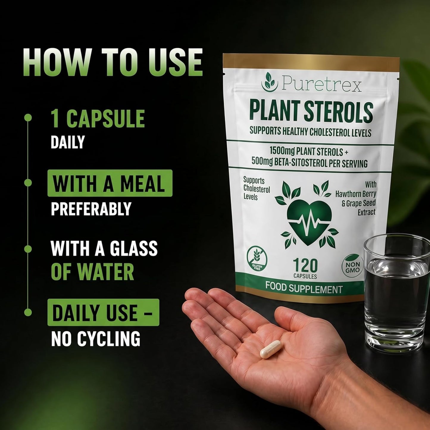 Plant Sterols 2000mg Complex – Beta-Sitosterol, CoQ10 & Vitamin K2