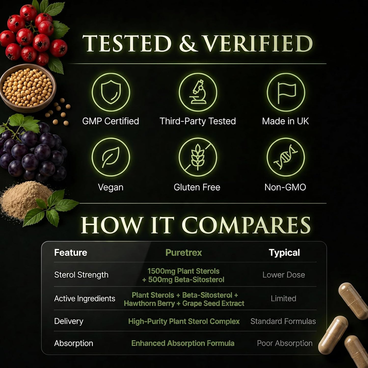 Plant Sterols 2000mg Complex – Beta-Sitosterol, CoQ10 & Vitamin K2