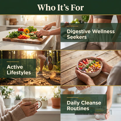Puretrex Liposomal Herbal Parasite and Gut Detox designed for digestive wellness seekers, active lifestyles, and daily cleanse routines with lifestyle imagery