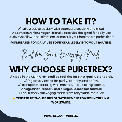 Puretrex Methylene Blue with Liposomal Vitamin C instructions for use and reasons to choose Puretrex.