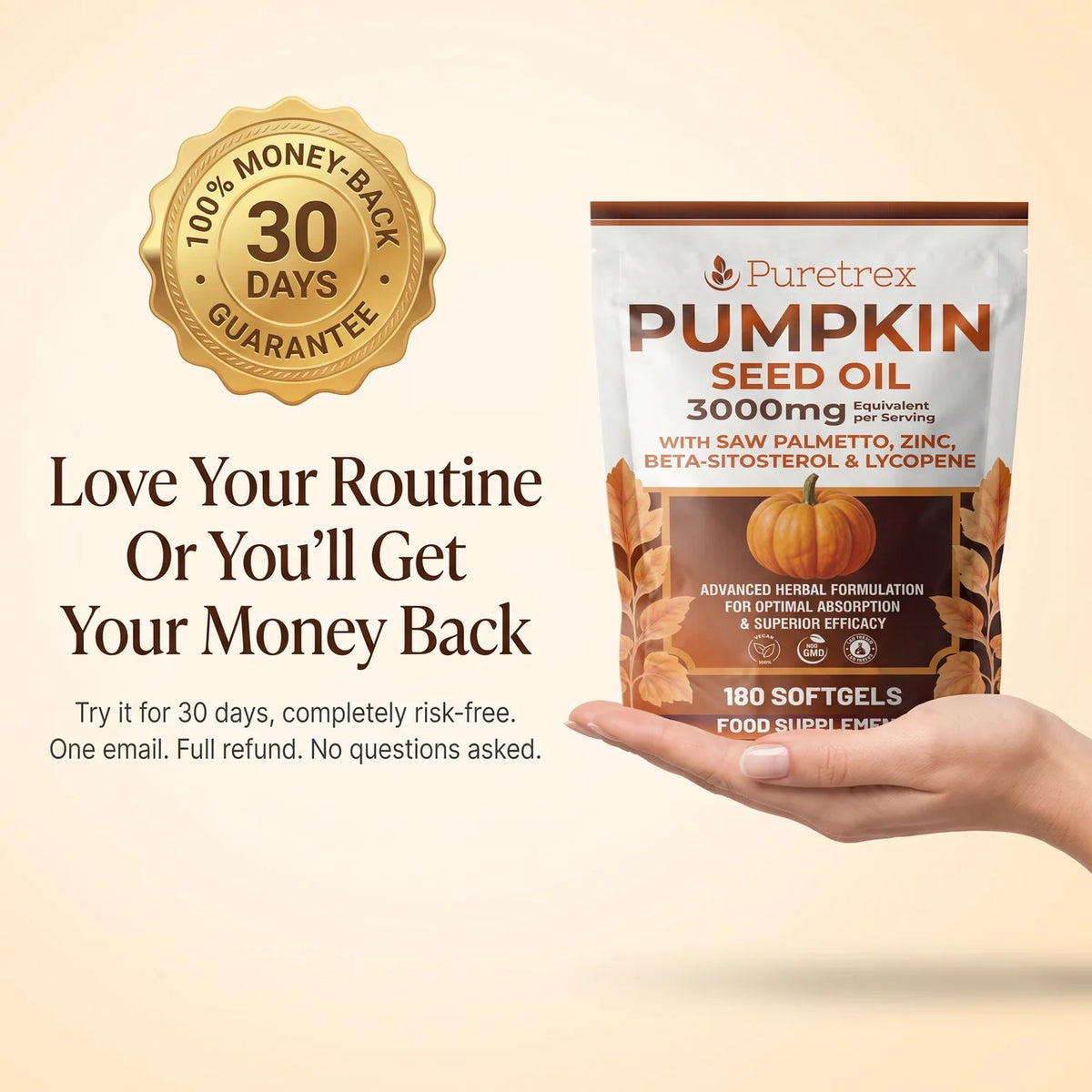 Pumpkin Seed Oil with Saw Palmetto 3000mg – Zinc, Beta-Sitosterol & Lycopene | 180 Softgels
