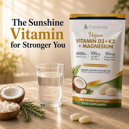 Vegan Vitamin D3 4000IU + K2 100μg MK-7 + Magnesium | 180 Softgels
