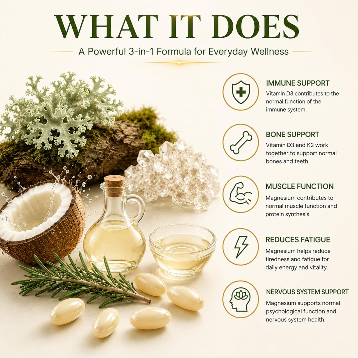 Vegan Vitamin D3 4000IU + K2 100μg MK-7 + Magnesium | 180 Softgels